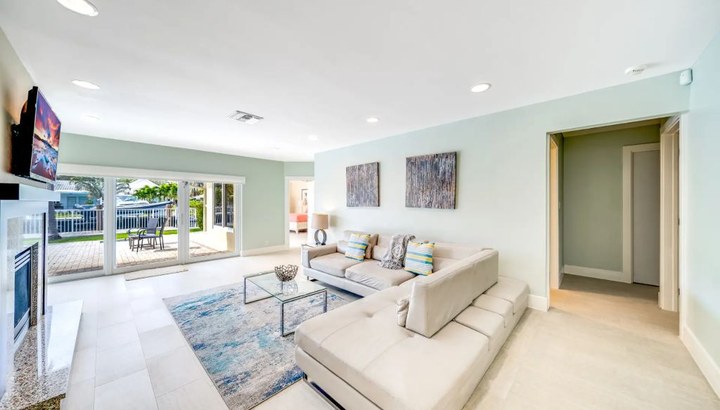 Living room with water views