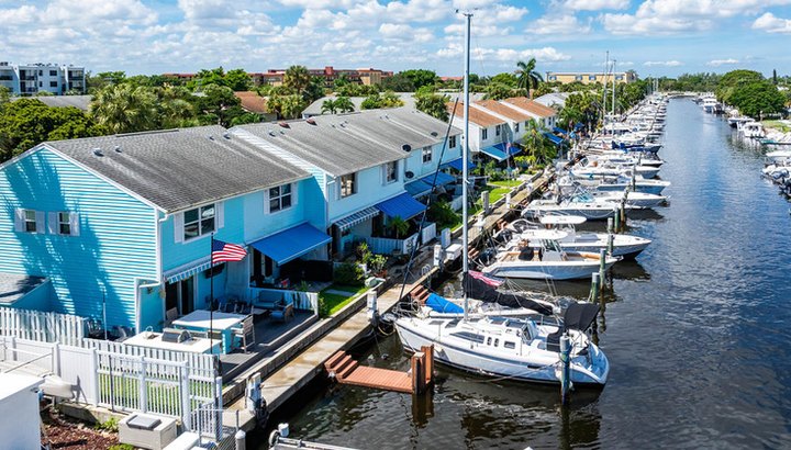 Sun Harbour residences along the marina